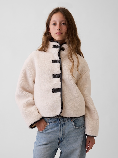 Kids Relaxed Crop Sherpa Jacket