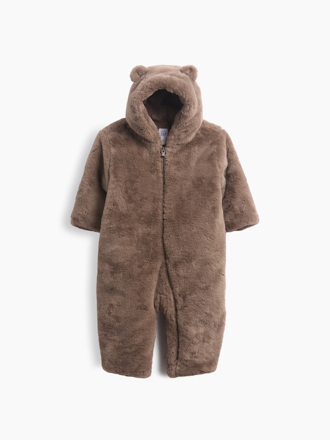 Baby Faux Fur Brannan Bear Hooded One-Piece