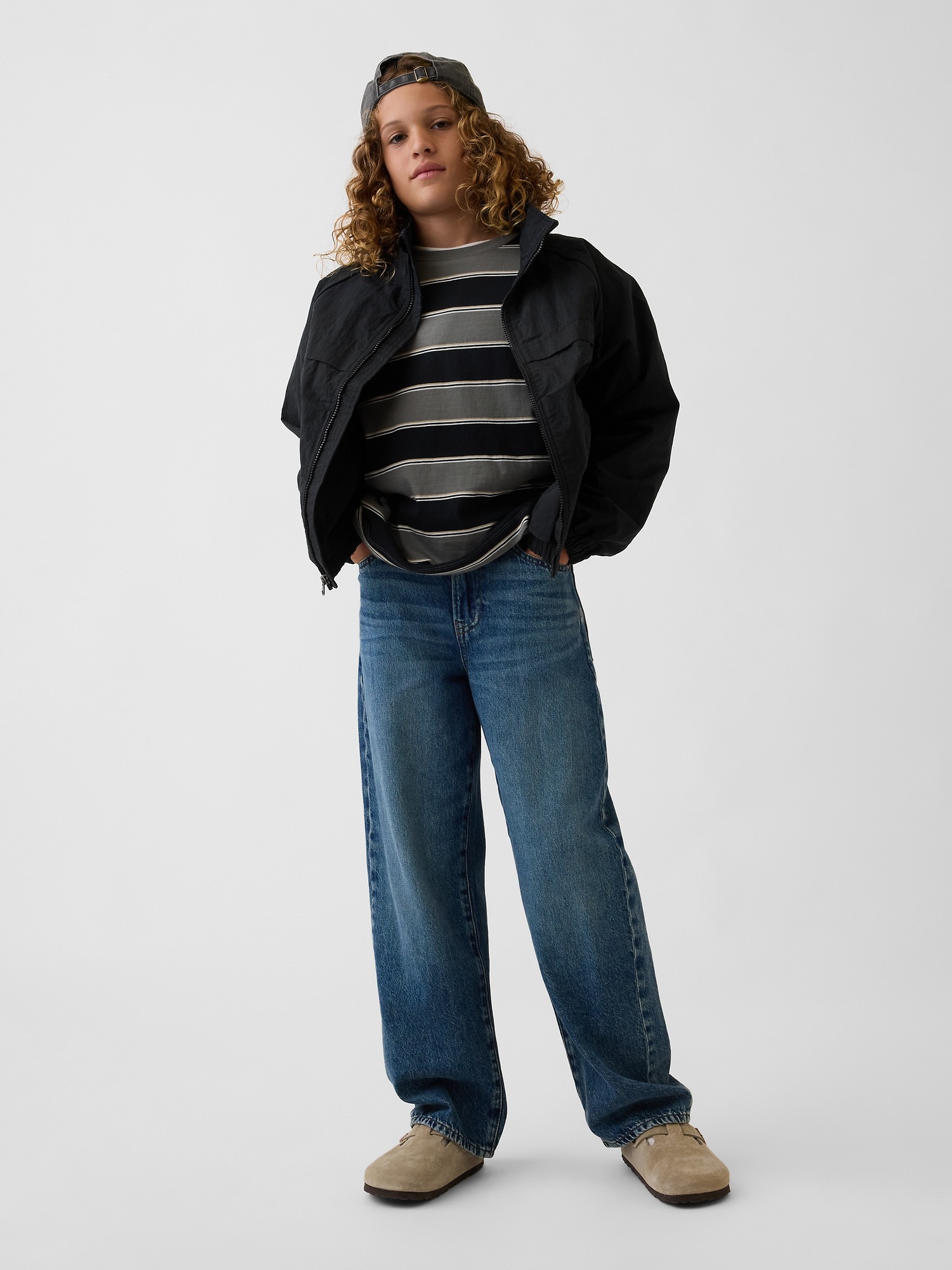 Детская куртка Gap Relaxed Track Jacket, цвет: Чёрный — фото 4