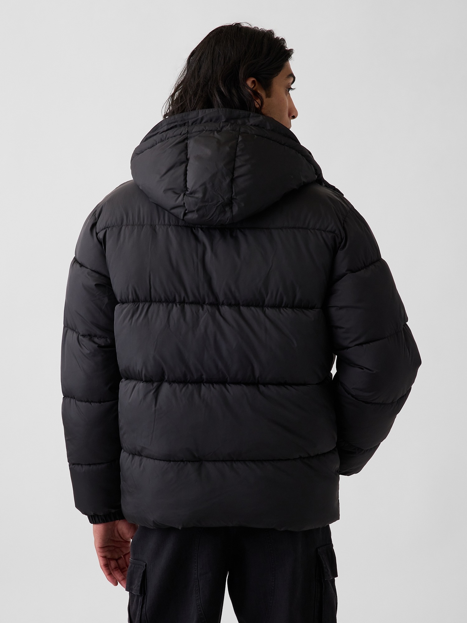 Мужская куртка Gap Recycled Heavyweight Puffer, цвет: Чёрный — фото 3