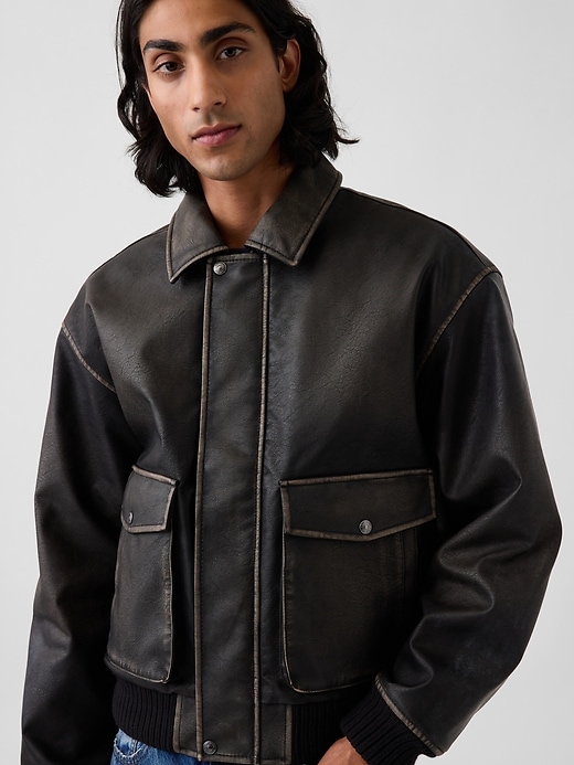 ジャケット・アウター 90-00s GAP Leather Jecket BLACK Recycled Vegan Leather Bomber Jacket | Gap