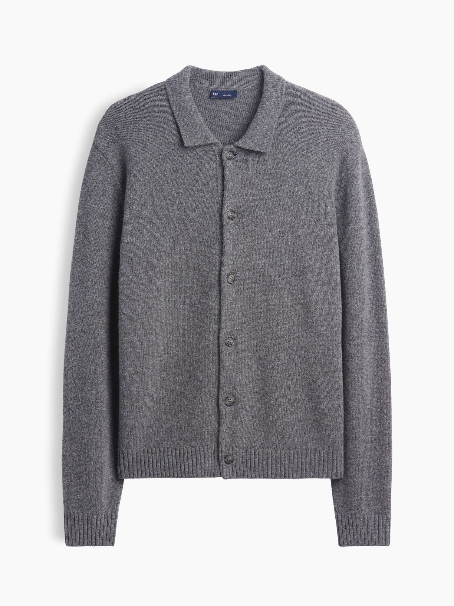 Мужской кардиган Gap Relaxed Polo Cardigan, цвет: Угольный серый — фото 5