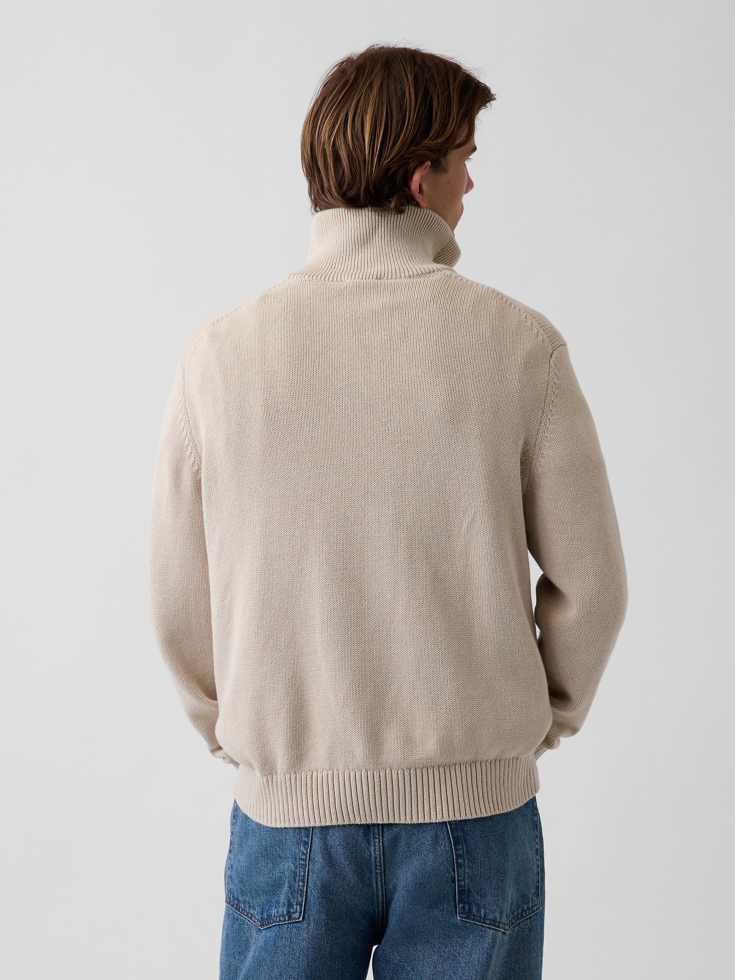 Мужской свитер Gap Relaxed Quarter-Zip, цвет: Бежевый — фото 3