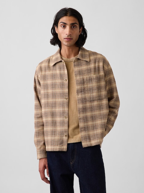Relaxed Straight-Hem Flannel Shirt