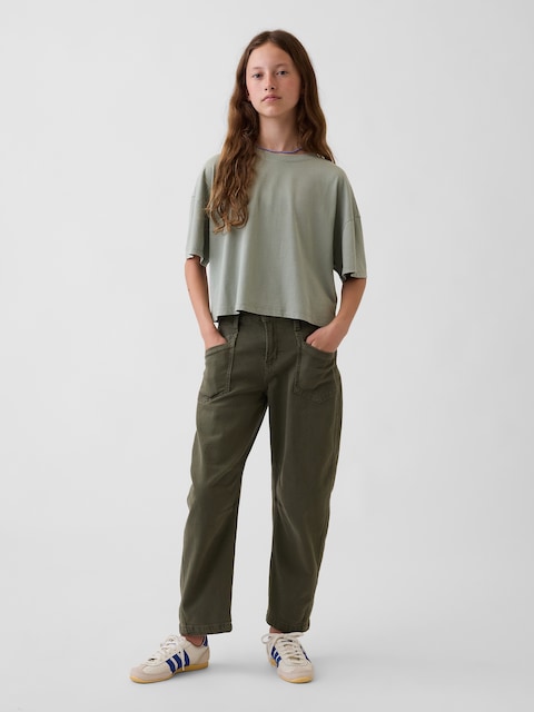 Kids High Rise Barrel Jeans