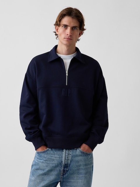 Heavyweight Oversized Logo Half-Zip Pullover