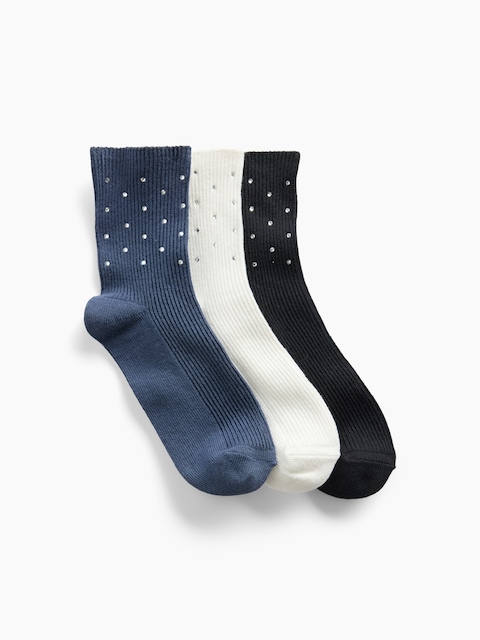 Kids Rhinestone Crew Socks (3-Pack)