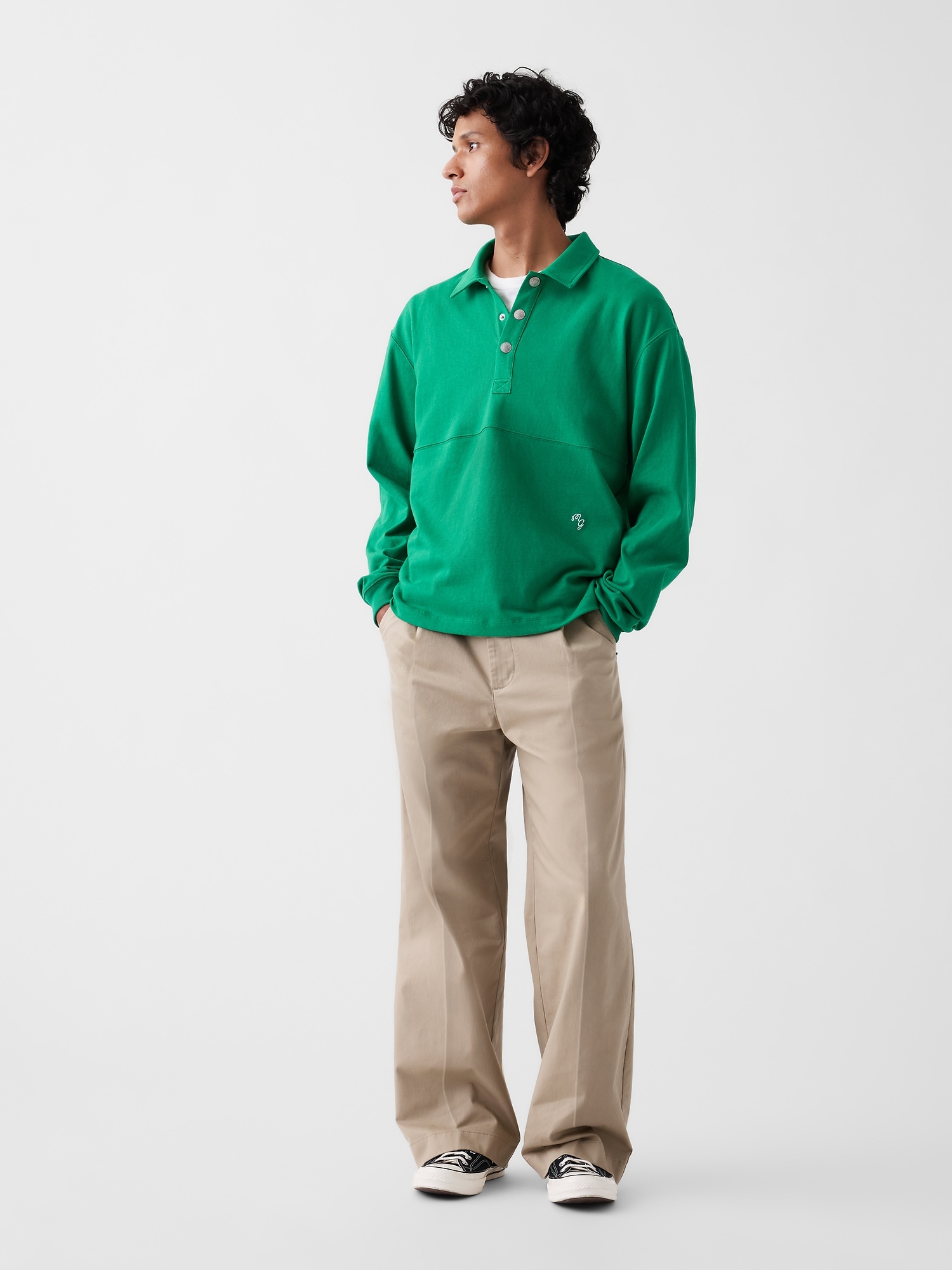 Женский свитер Gap × Malbon Oversized Polo Pullover, цвет: Зелёный — фото 2