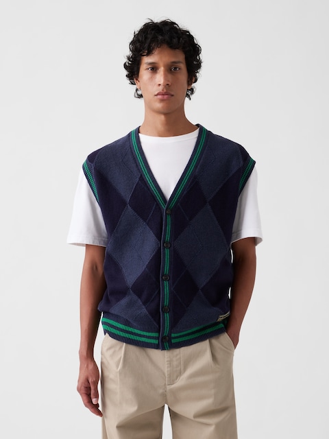 Gap × Malbon Oversized Argyle Sweater Vest