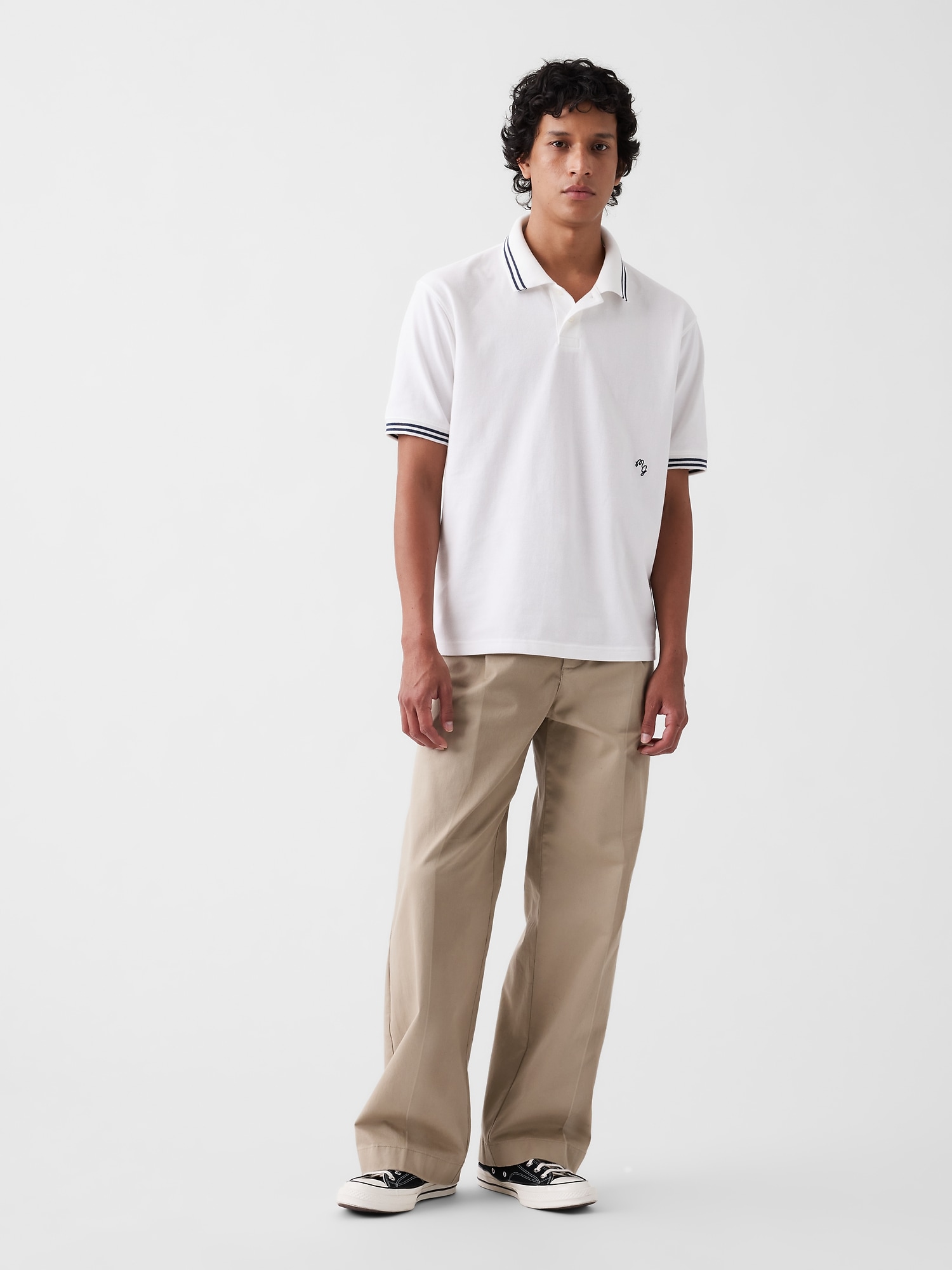 Женское поло Gap × Malbon Relaxed Polo Shirt, цвет: Молочный белый — фото 2