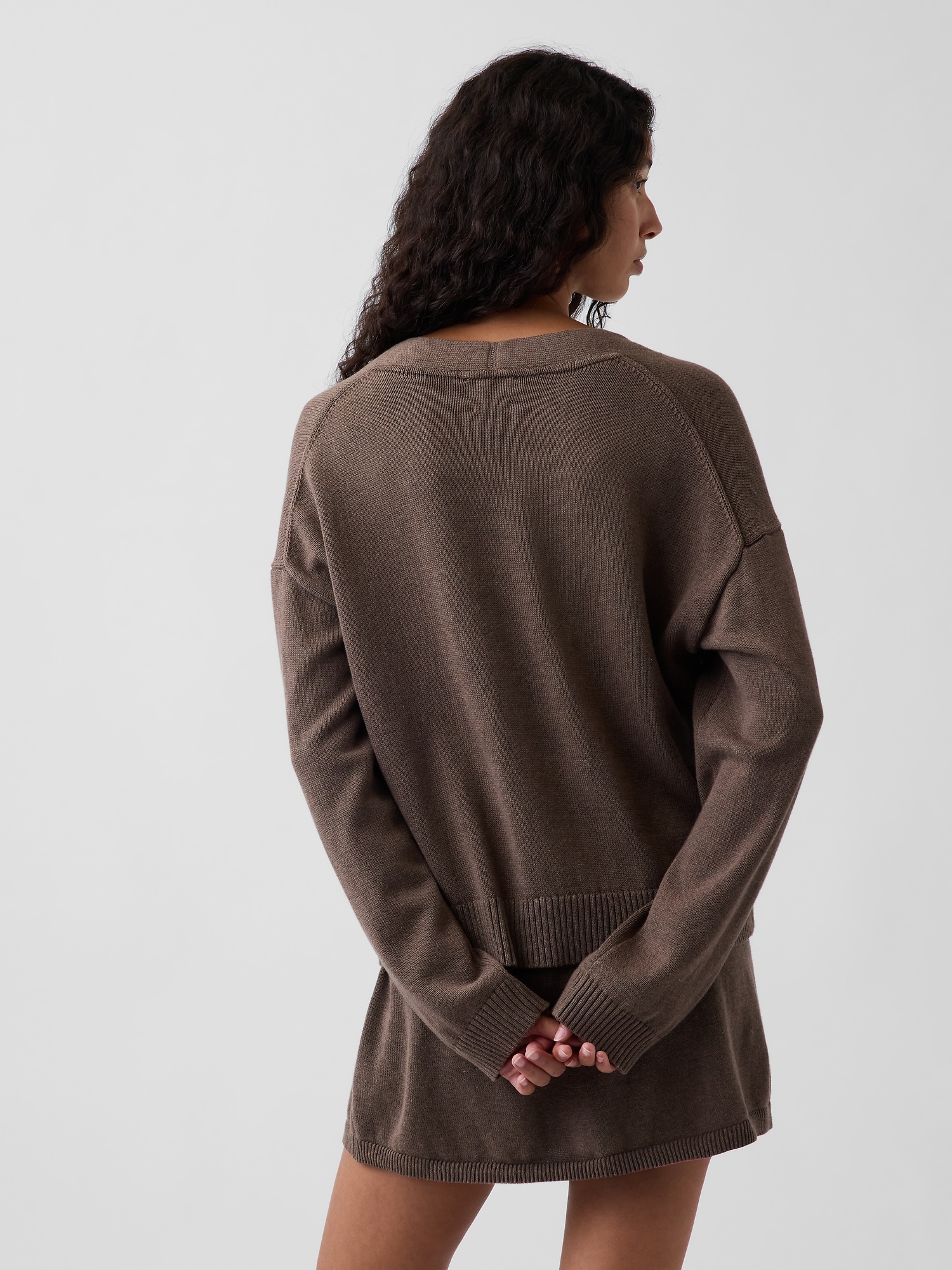 Женский кардиган Gap 100% Cotton Oversized Cardigan, цвет: Холодный коричневый — фото 3