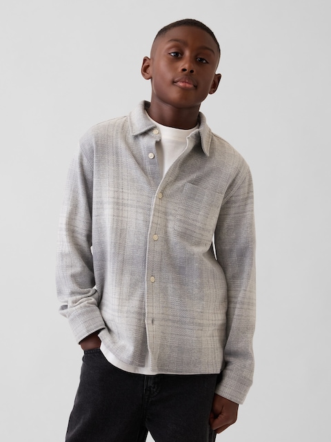 Kids Knit Jersey Plaid Shirt