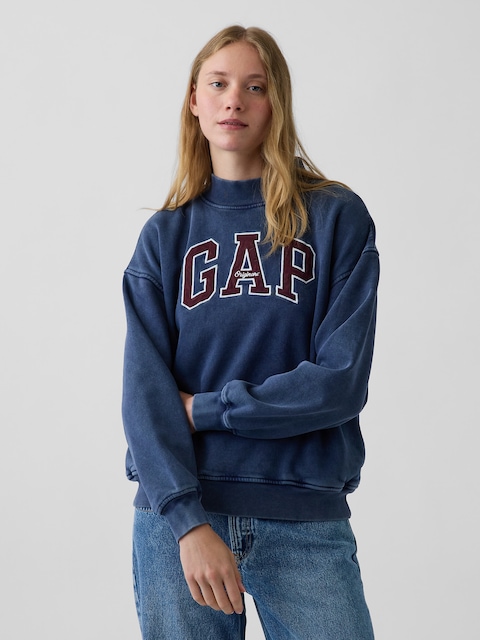 VintageSoft Oversized Mockneck Logo Sweatshirt
