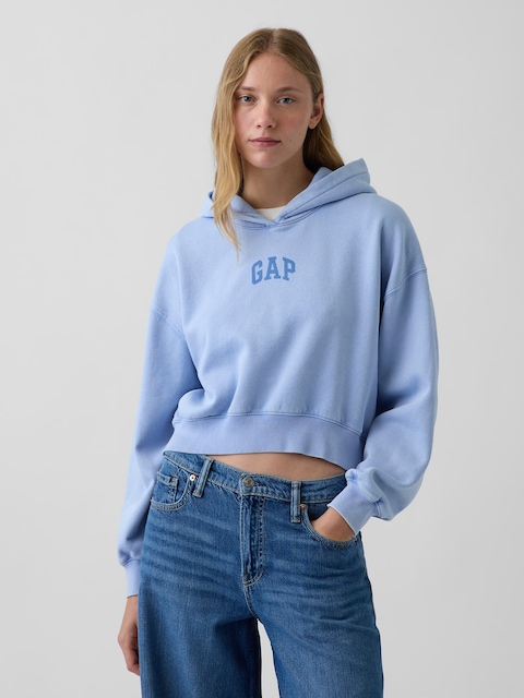 VintageSoft Crop Logo Hoodie