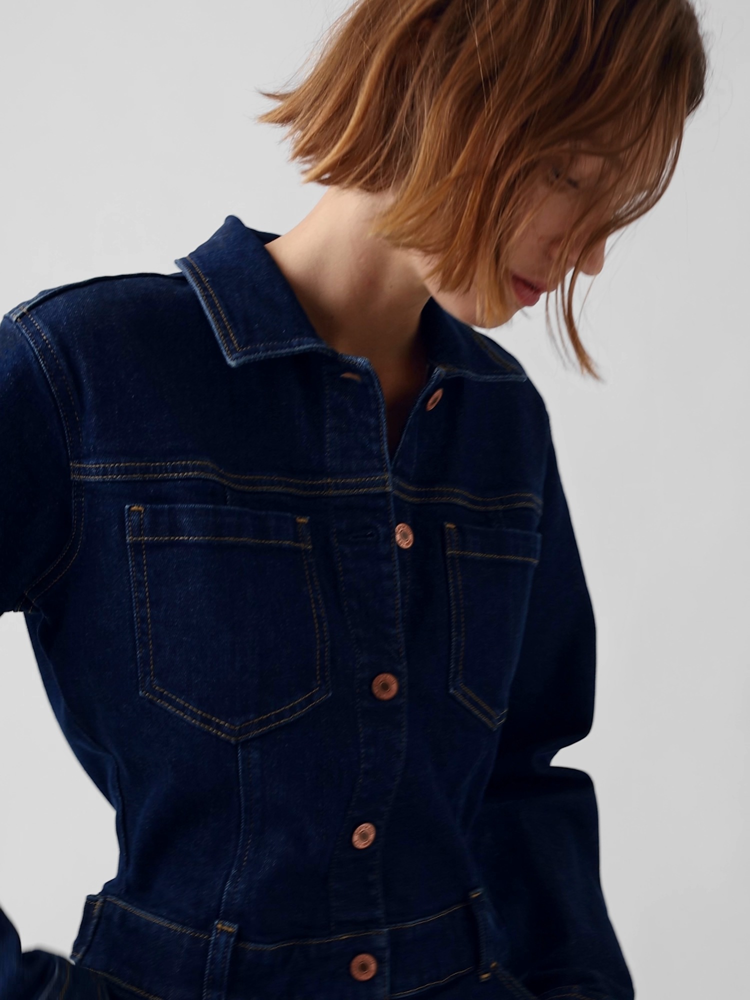Женские комбинезоны Gap Denim Stride Wide-Leg Jumpsuit — фото 5