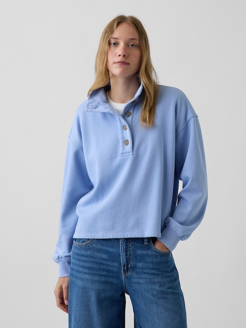 VintageSoft Oversized Henley Pullover
