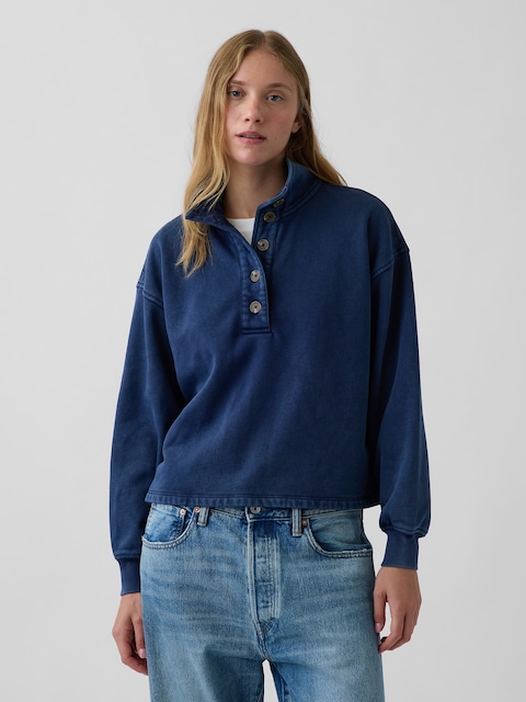 VintageSoft Oversized Henley Pullover