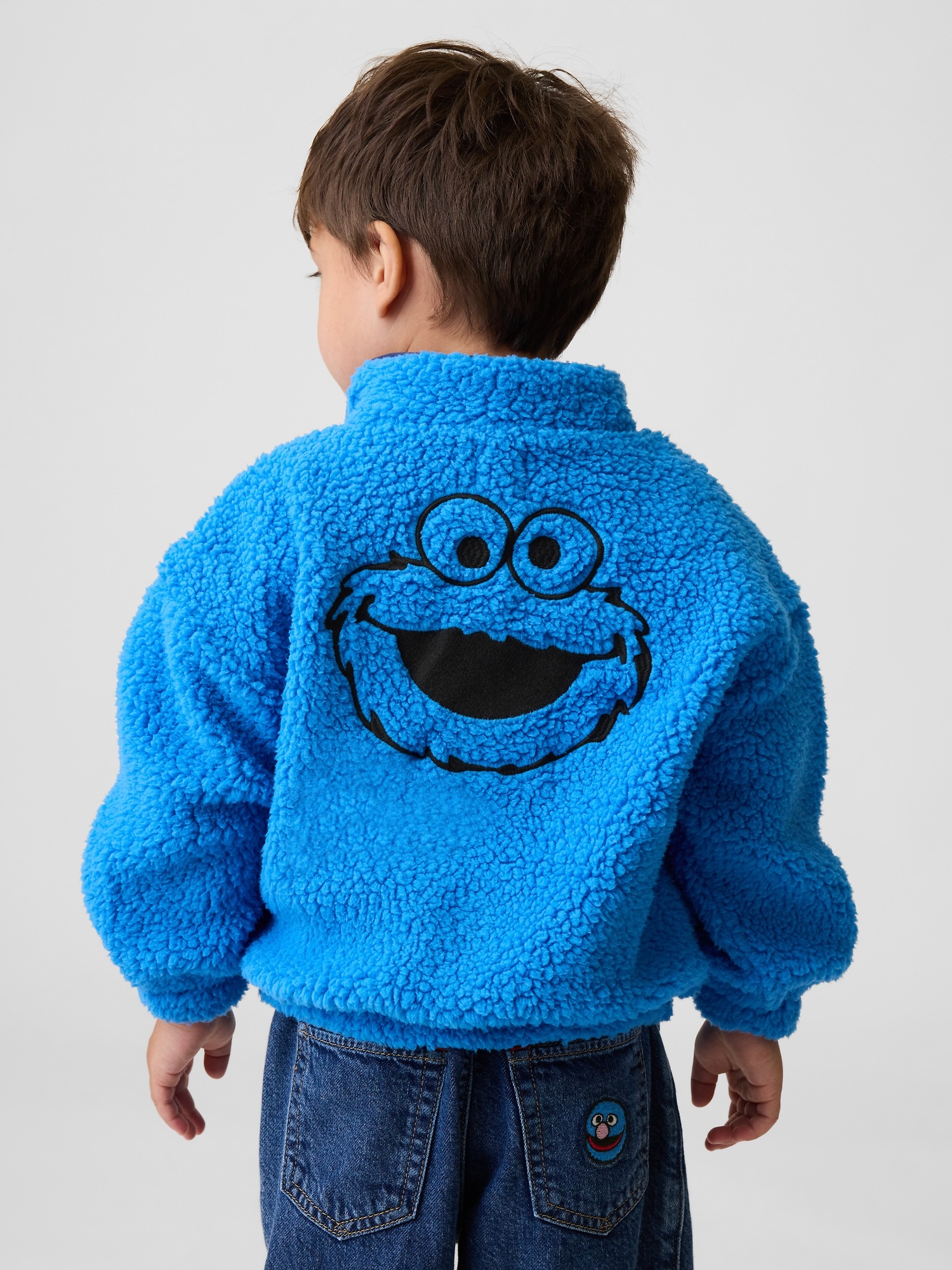 Куртка Gap Sesame Street Sherpa Zip Jacket для малышей, цвет: Cookie Monster — фото 2
