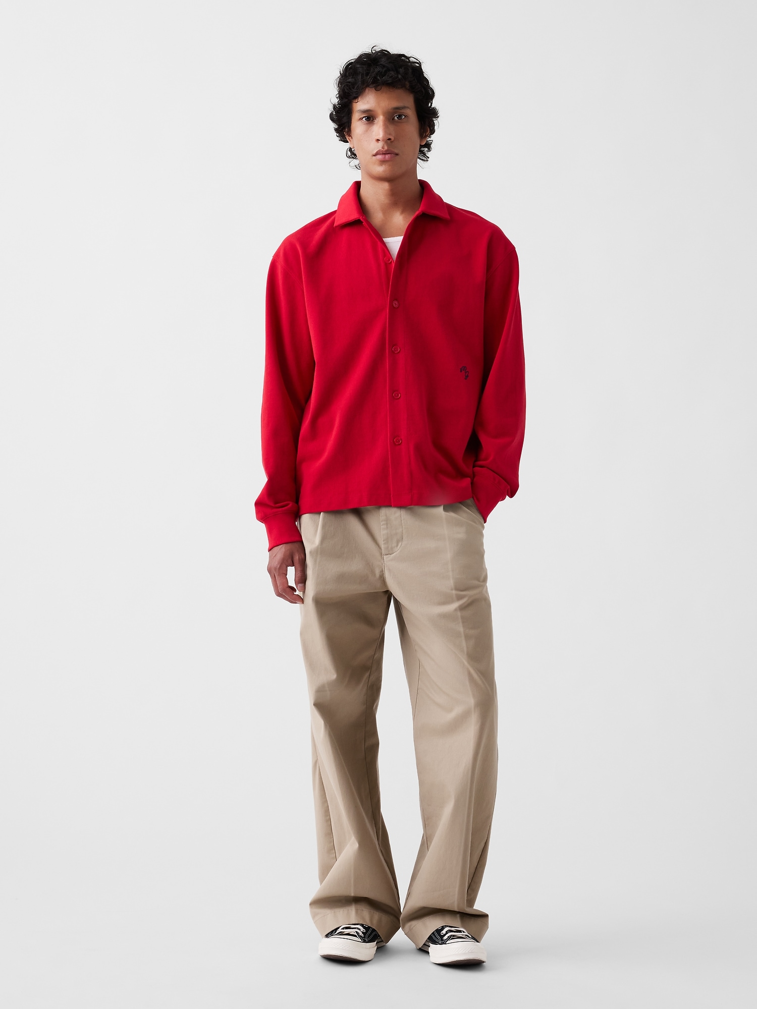 Женская рубашка Gap × Malbon Pique Polo Overshirt, цвет: Красный разноцветный — фото 2