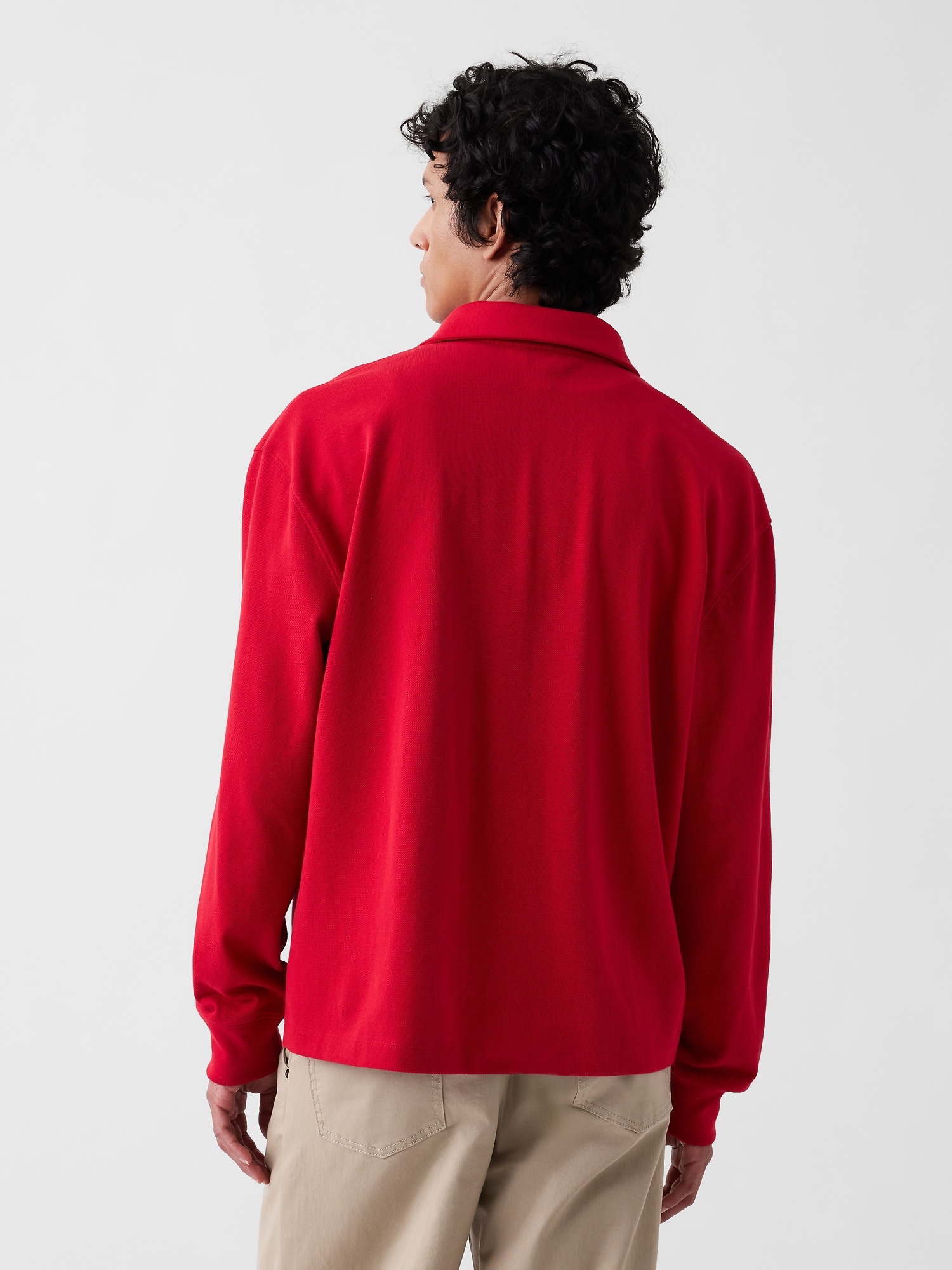 Женская рубашка Gap × Malbon Pique Polo Overshirt, цвет: Красный разноцветный — фото 3