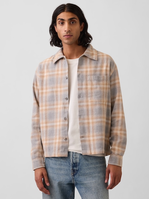 Relaxed Straight-Hem Flannel Shirt
