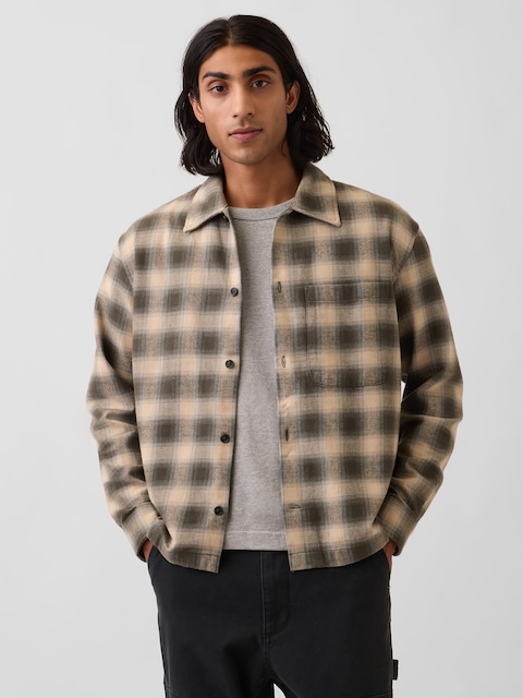 Relaxed Straight-Hem Flannel Shirt