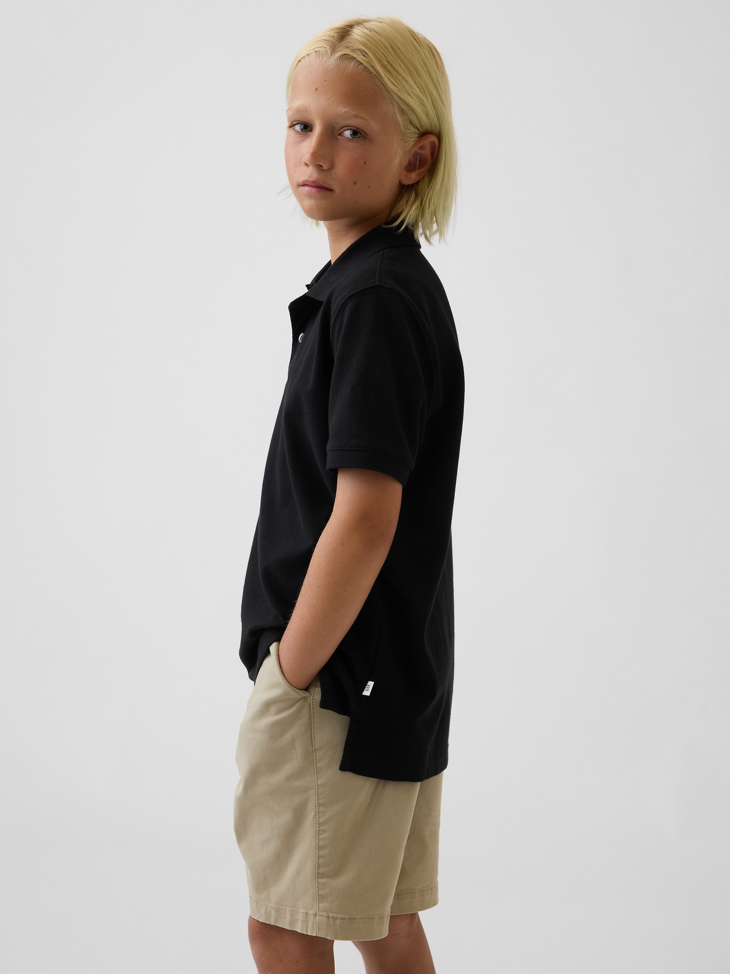 Детское поло Gap Uniform Polo Shirt, цвет: Насыщенный чёрный — фото 2