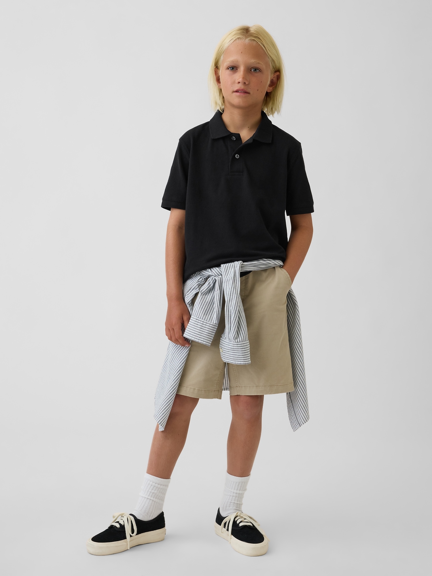 Детское поло Gap Uniform Polo Shirt, цвет: Насыщенный чёрный — фото 3