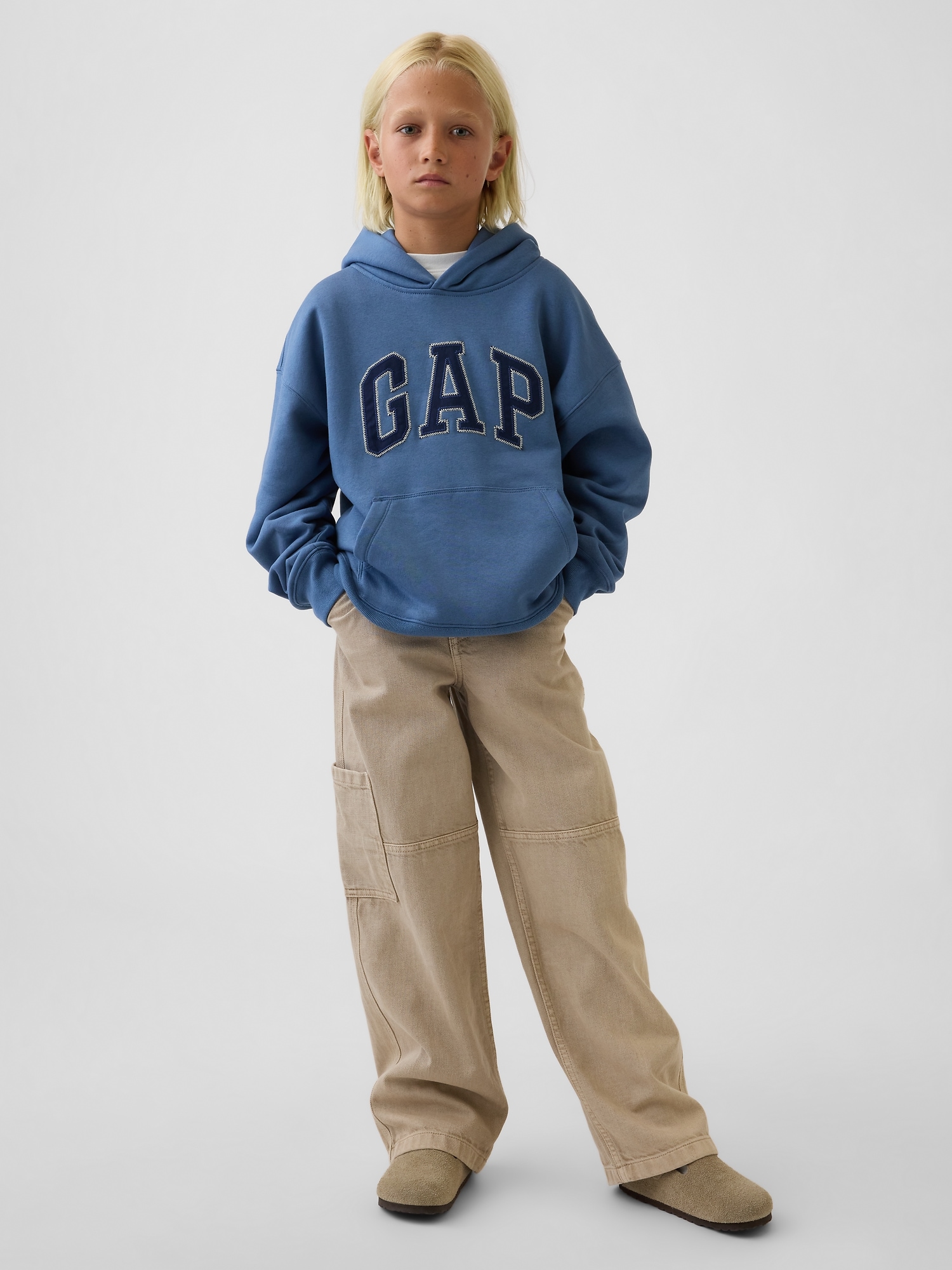 Детское худи Gap VintageSoft Arch Logo, цвет: Синий, вариант 1 — фото 4