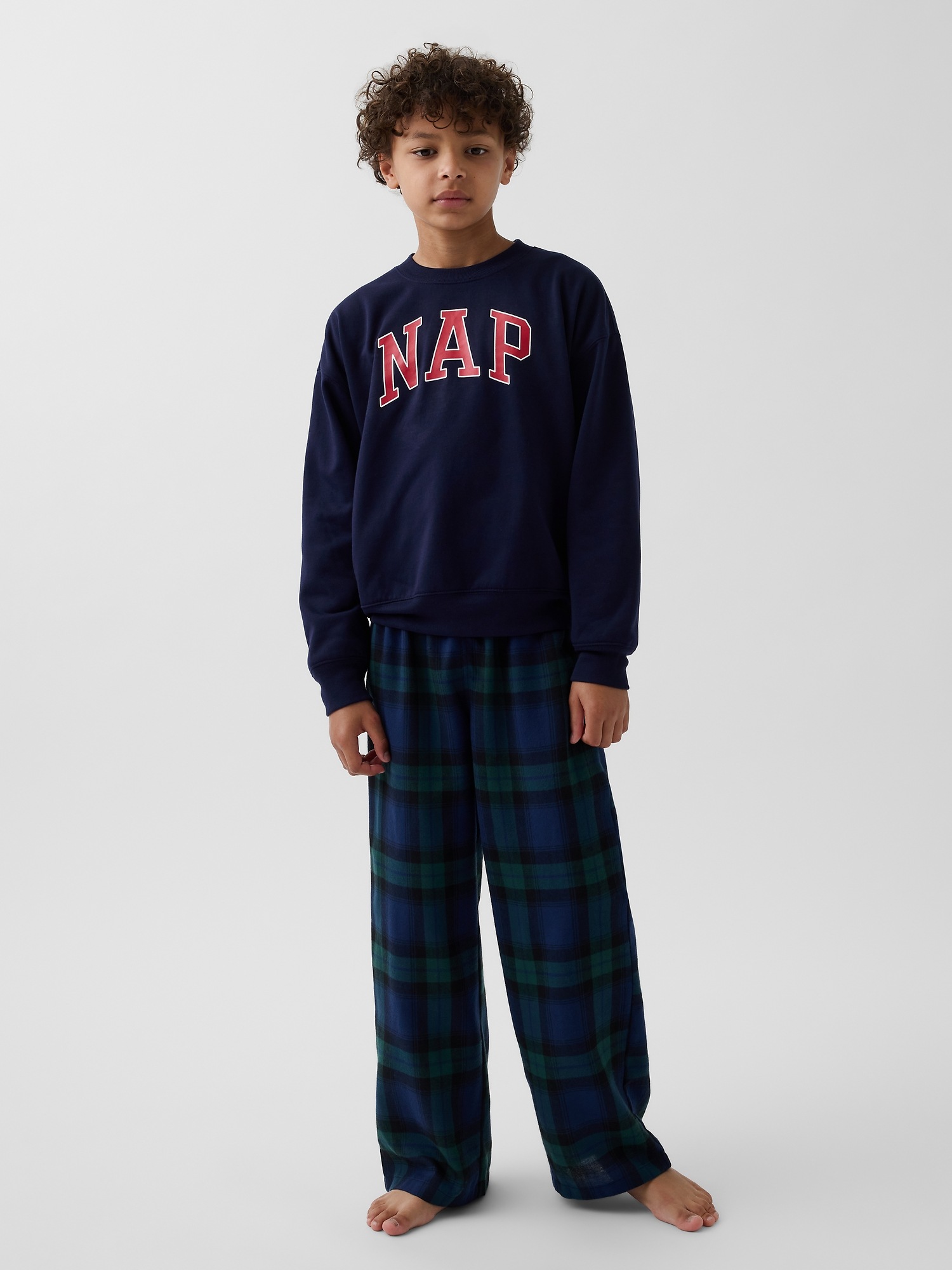 Пижамные брюки для детей, фланель — Gap, цвет: Клетчатый — фото 3