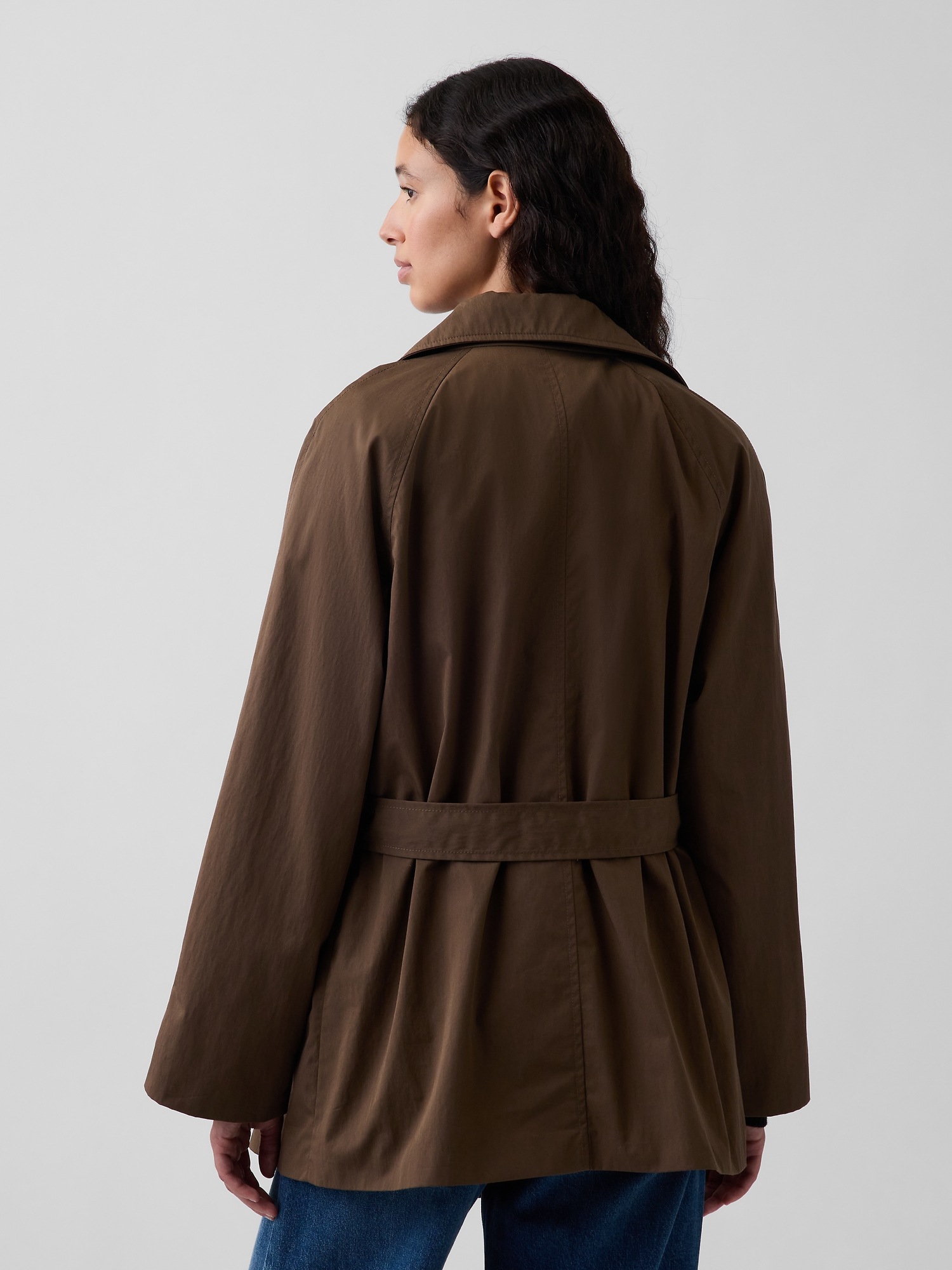 Женское пальто Gap Belted Midi Trench, цвет: Холодный коричневый — фото 3