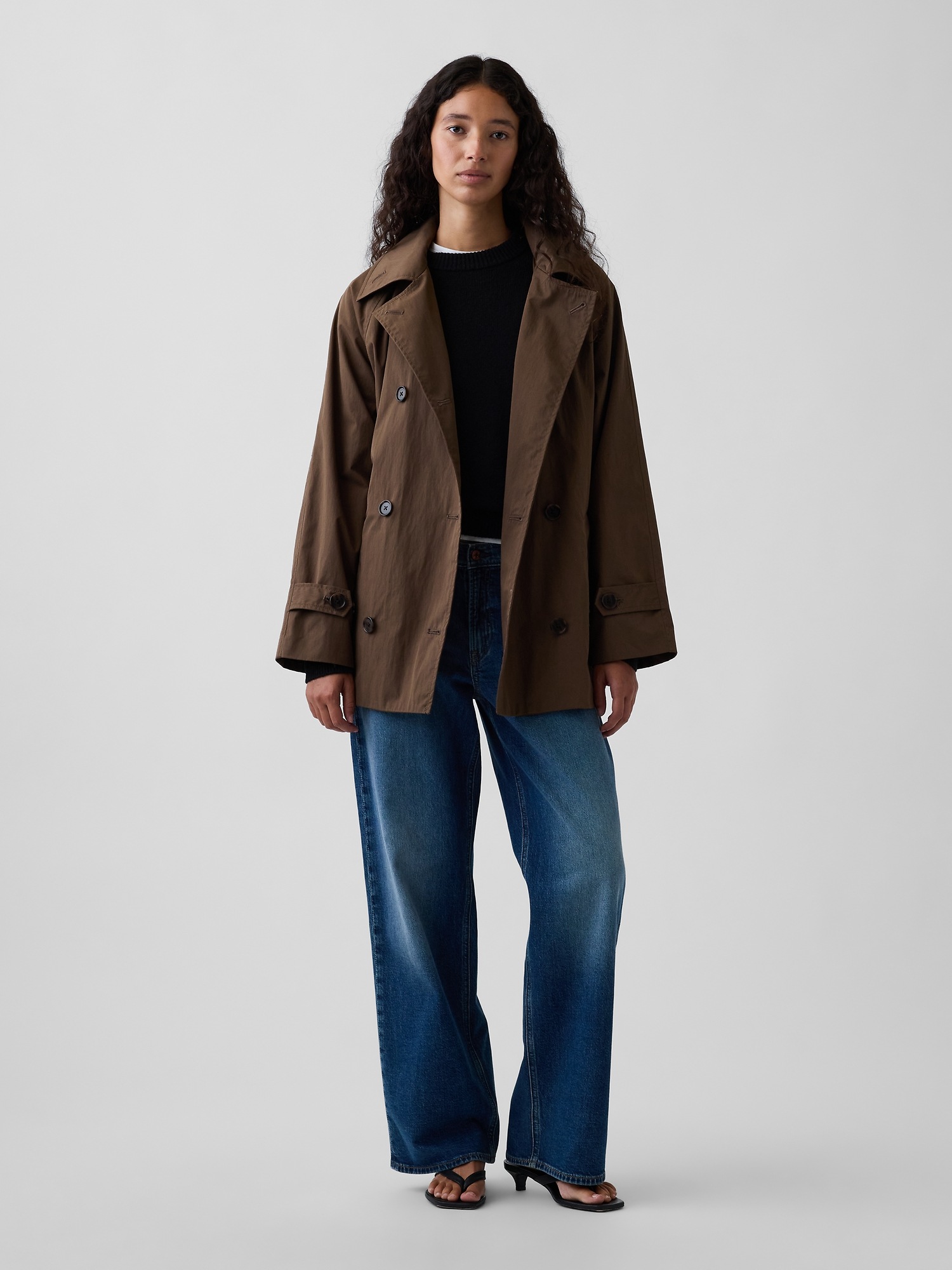 Женское пальто Gap Belted Midi Trench, цвет: Холодный коричневый — фото 2