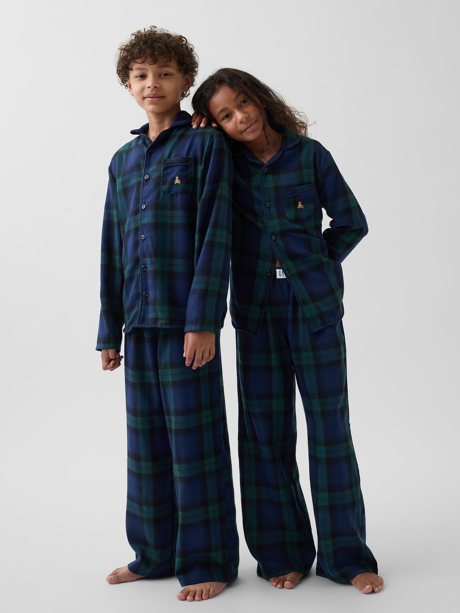 Пижамный комплект для детей, фланель — Gap, цвет: Клетчатый