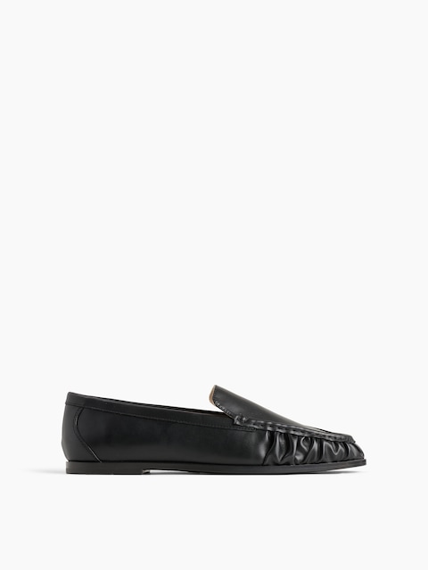 Vegan Leather Ruched Loafers