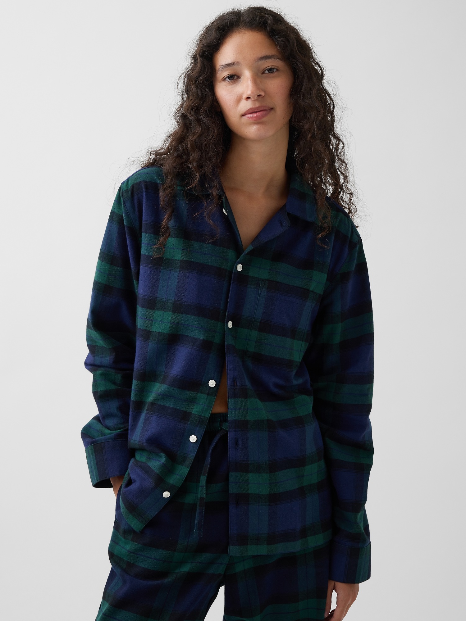 Женская рубашка Gap Adult Softest Flannel PJ, цвет: Клетчатый