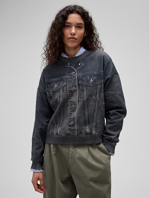 Gap Studio Printed Denim Sweatshirt