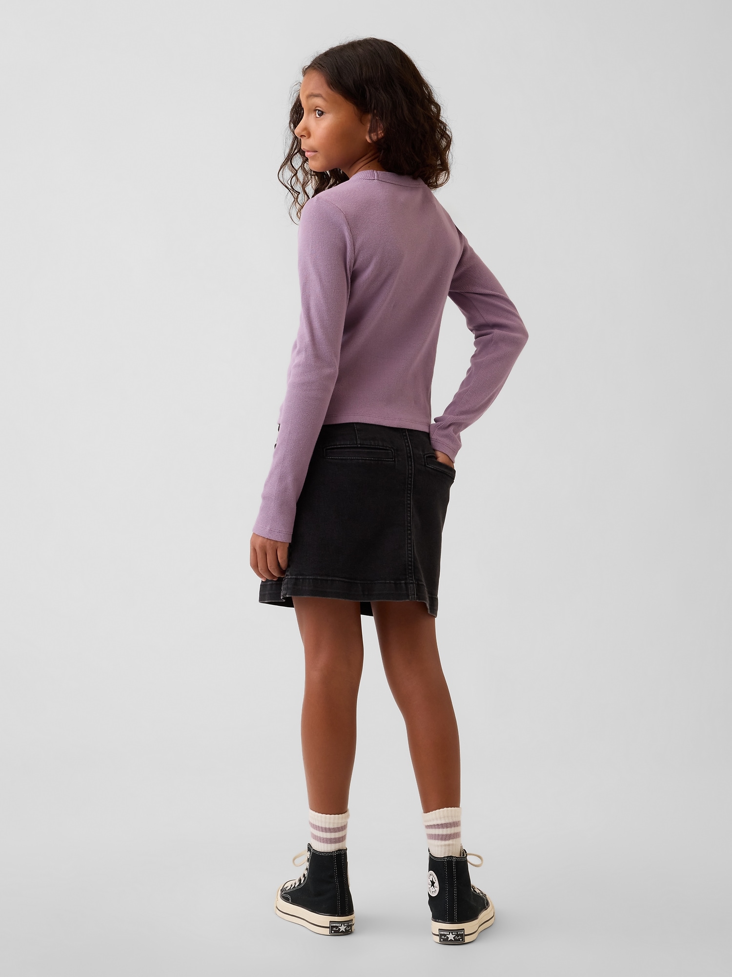 Детская юбка Gap Zip Denim Skirt, цвет: Чёрный — фото 3