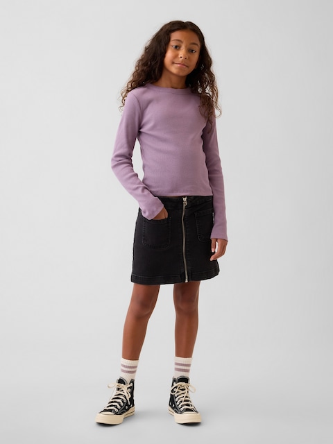 Kids Zip Denim Skirt