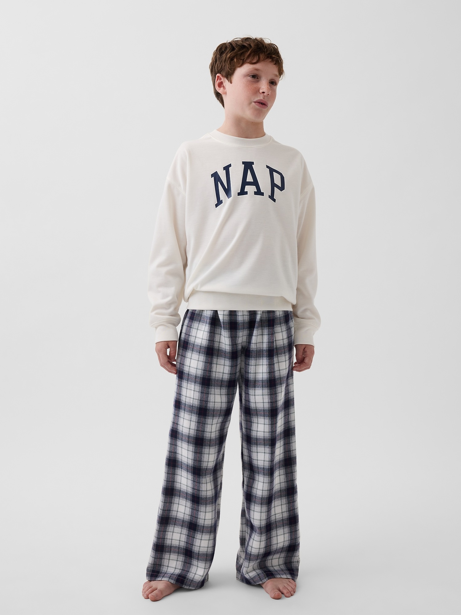 Пижамные брюки Recyled для детей, фланель — Gap, цвет: Клетчатый — фото 3