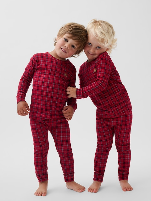 Kids & Baby Organic Brushed Cotton Plaid PJ Set