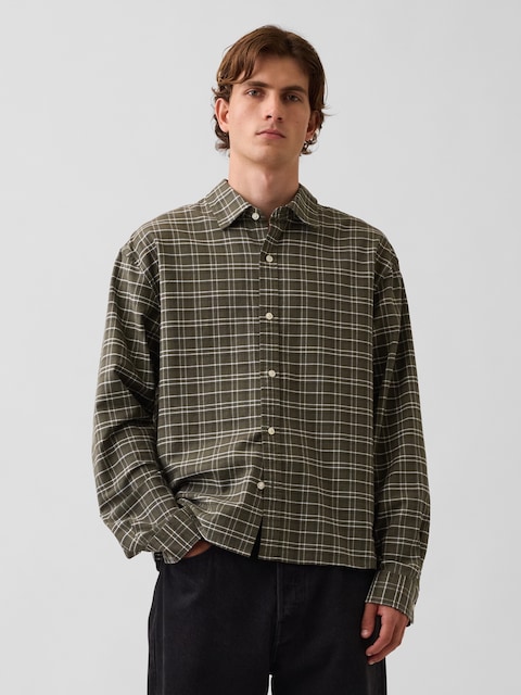 Relaxed Crop Straight-Hem Oxford Shirt