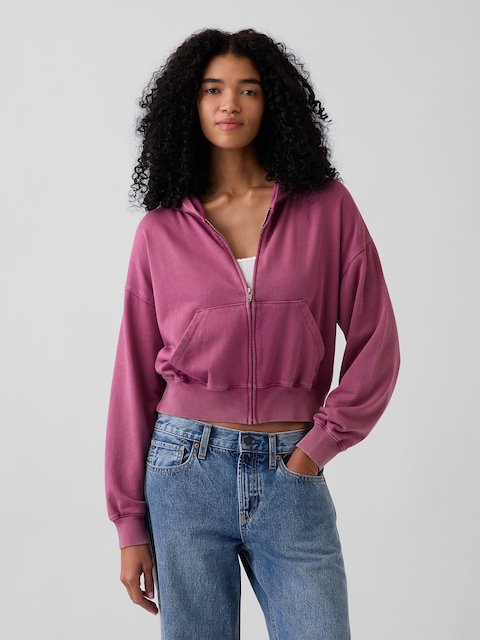 VintageSoft Terry Oversized Wedge Zip Hoodie