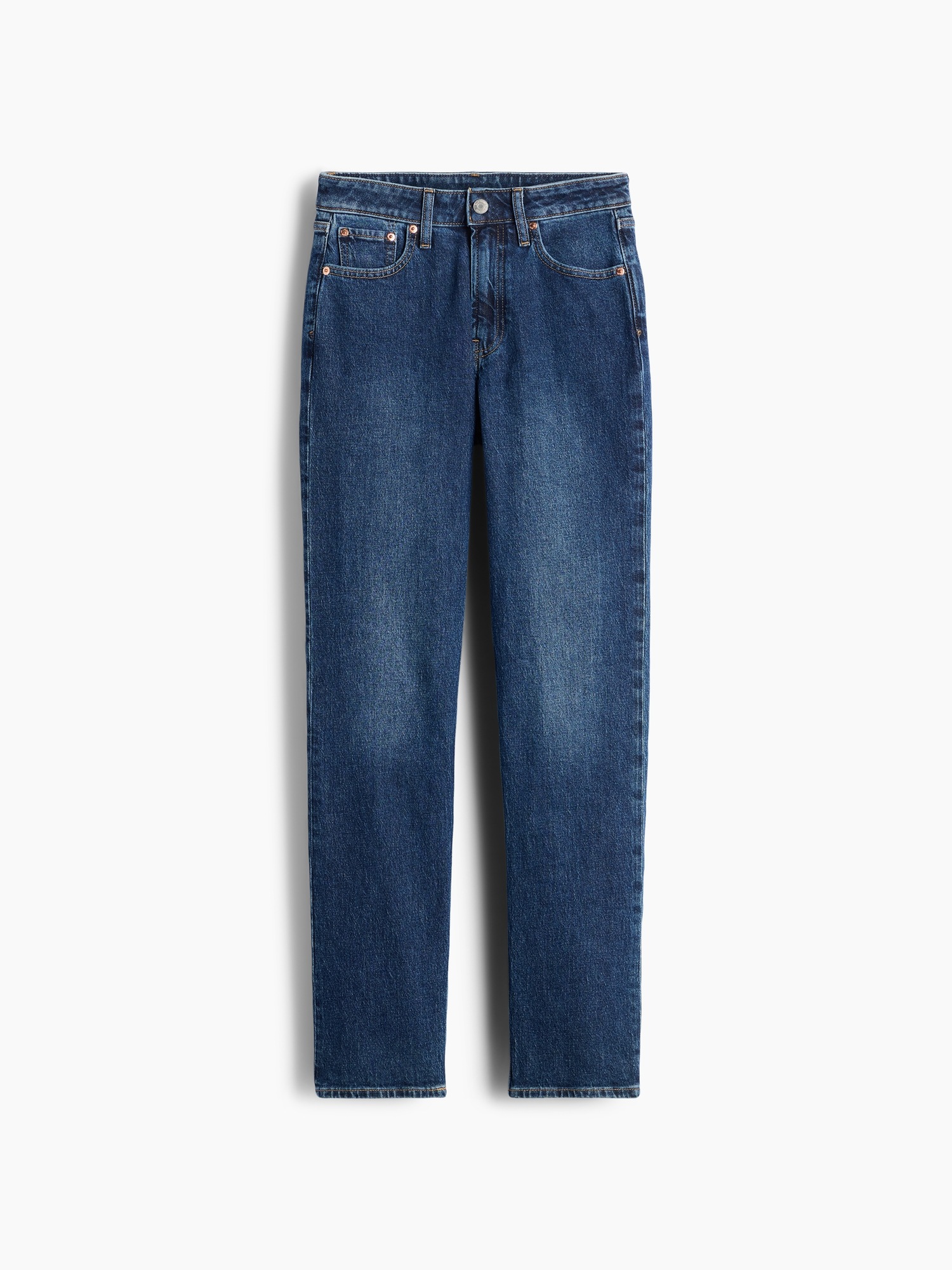 Женские джинсы Gap Curvy High Rise '90s Slim Straight, цвет: Тёмный индиго — фото 6