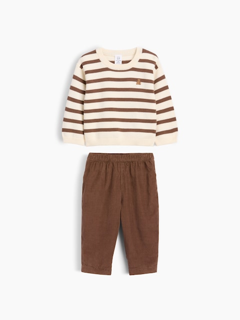 Baby Sweater & Corduroy Pants Outfit Set