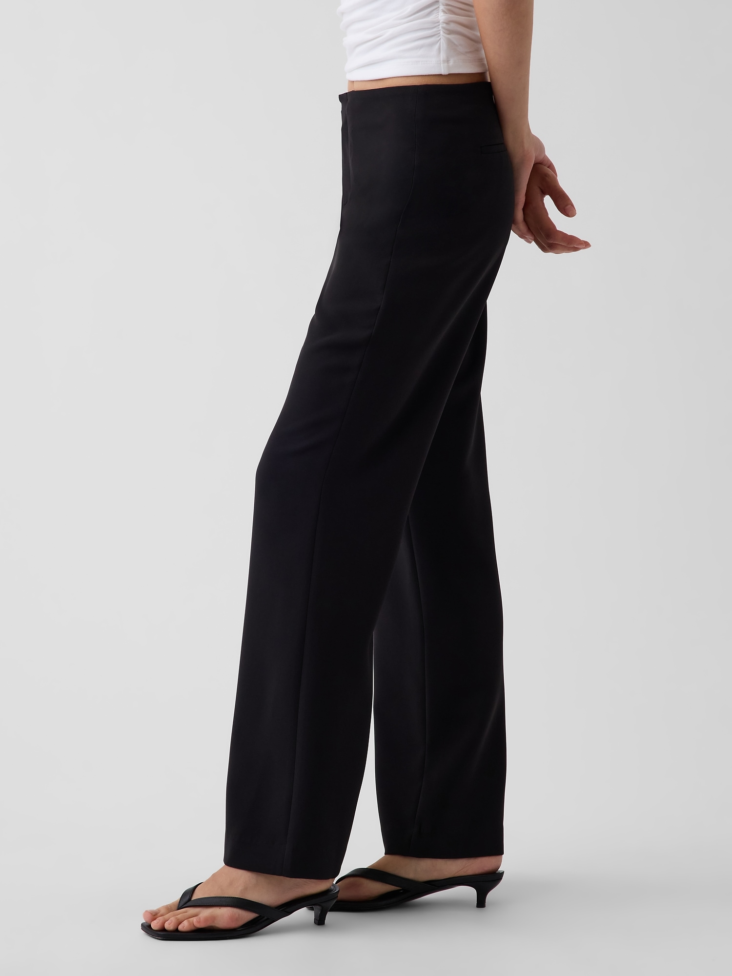 Женские брюки Gap Low Rise Twill Flare, цвет: Чёрный — фото 3