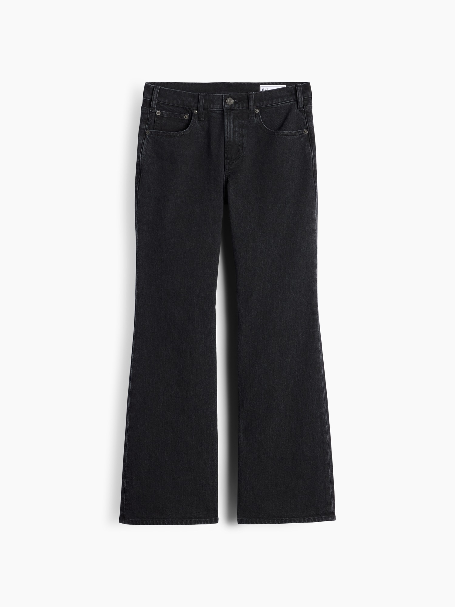 Женские джинсы Gap Mid Rise Relaxed Flare, цвет: Чёрный варёный — фото 6