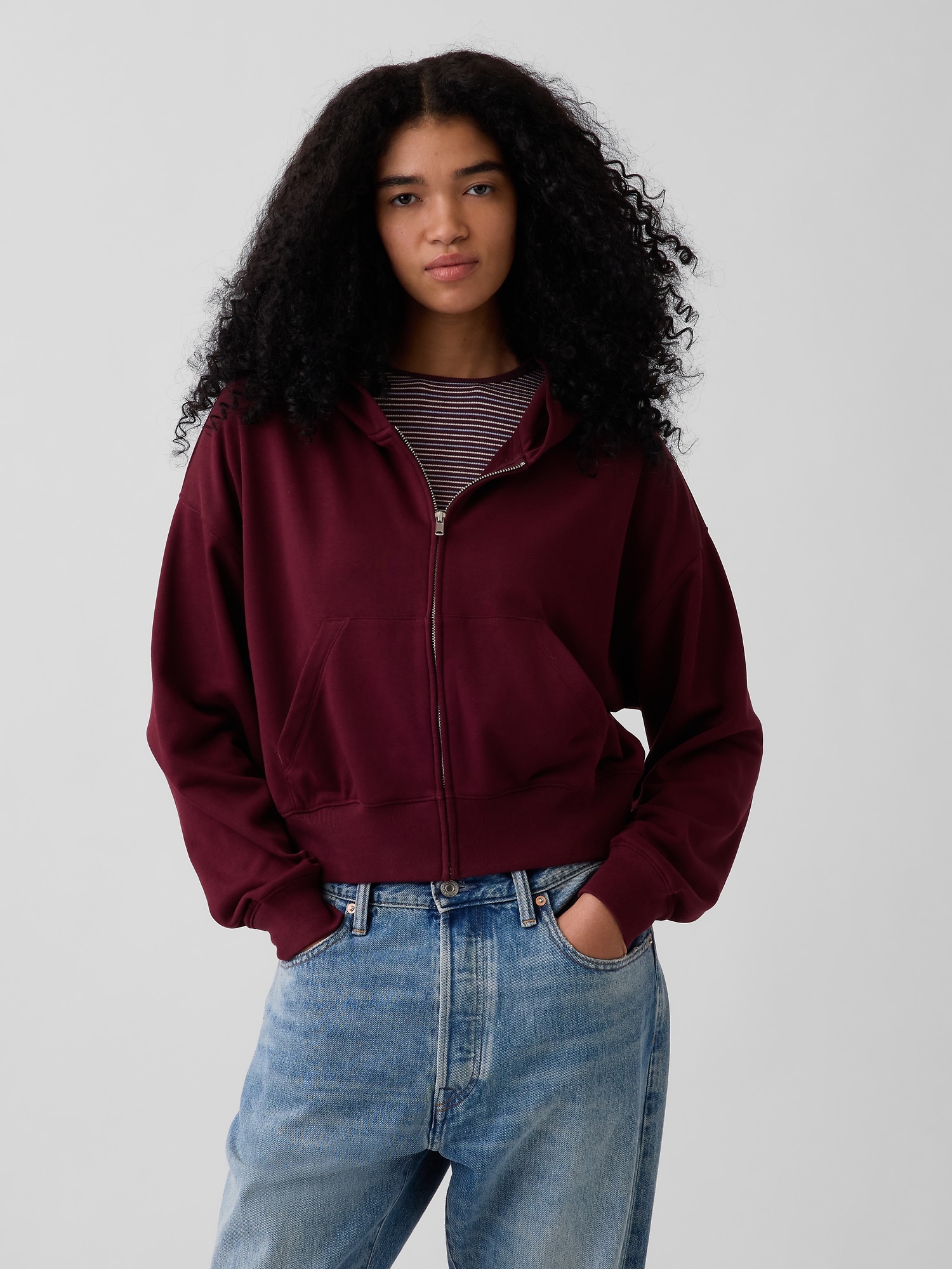 VintageSoft Terry Oversized Wedge Zip Hoodie