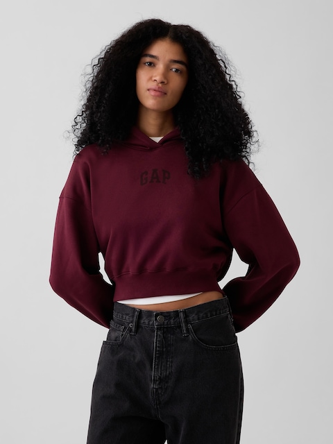 VintageSoft Crop Logo Hoodie