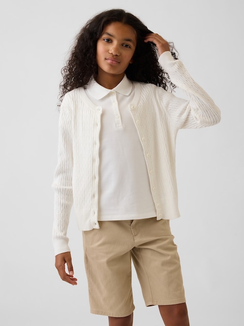 Kids 100% Cotton Uniform Cardigan Sweater