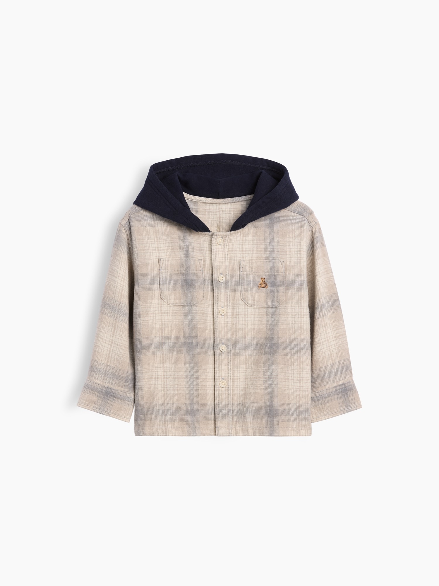 Рубашка Gap Hooded Flannel Shirt для малышей, цвет: Серый — фото 2